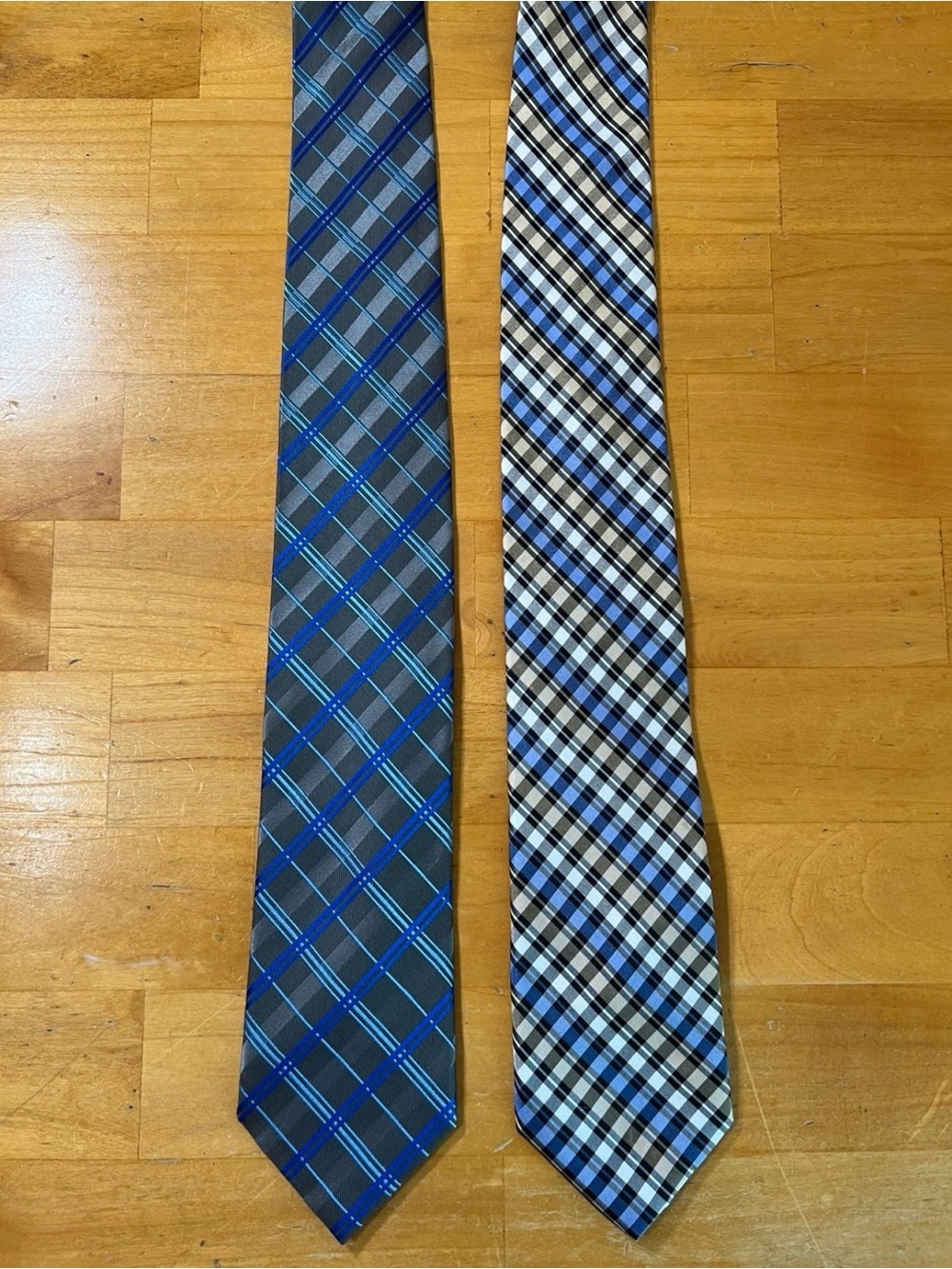 Mens Tie Lot Geoffrey Beene Chaps Blue Gray Plaid Check Dress Neckties
